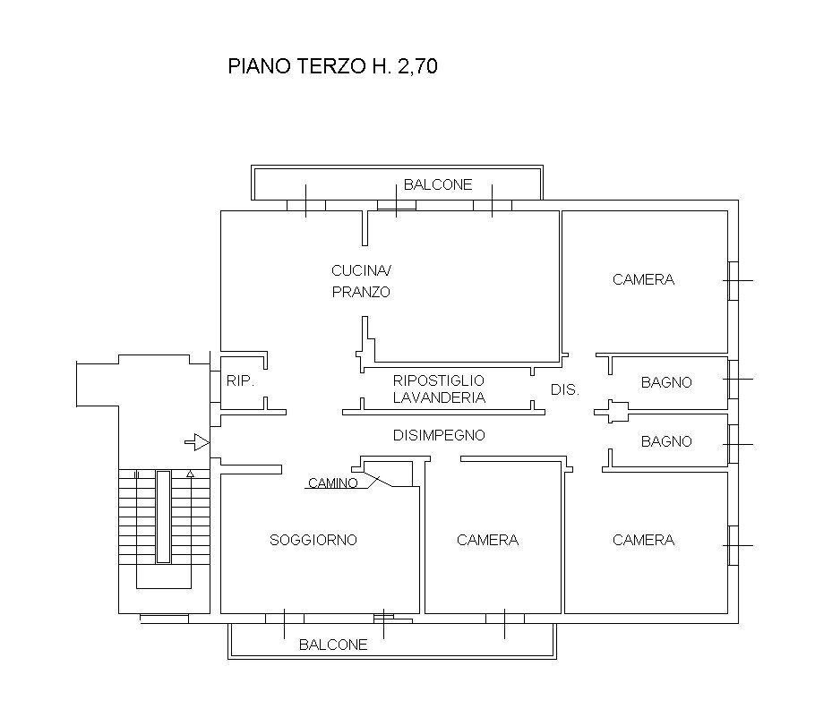 PLANIMETRIA - Appartamento Via Giovanni Fattori, Bologna (zona Santa Viola) - planimetria 1
