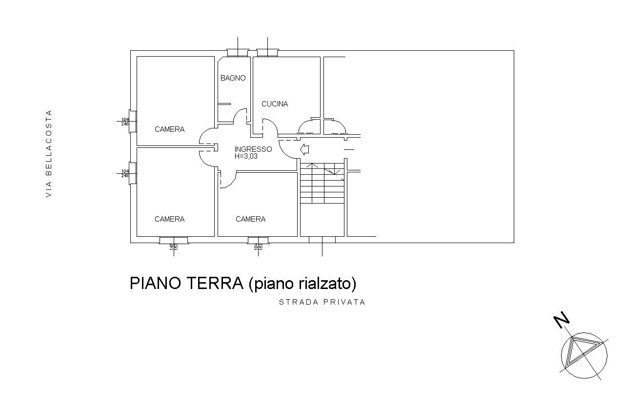 PLANIMETRIA - Trilocale Via Bellacosta, Bologna (zona Murri) - planimetria 1