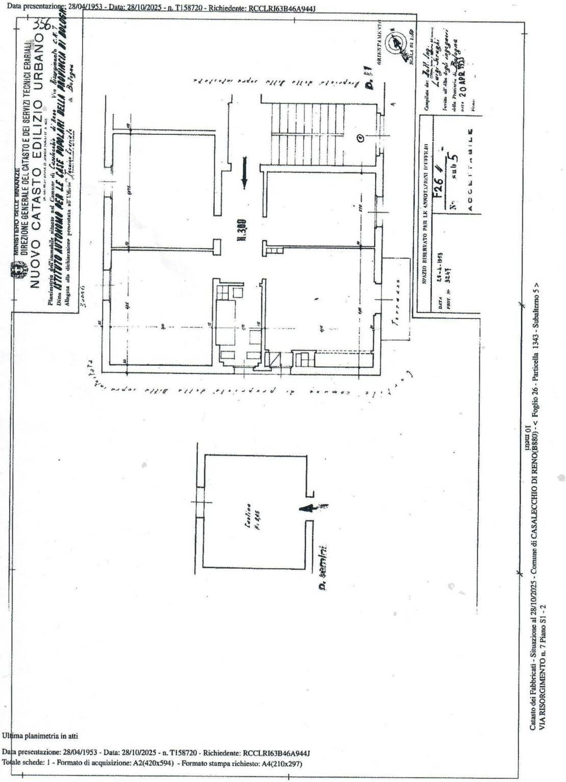 Planimetria Catastale_0001 1 - Appartamento Via Risorgimento 7, 7, Casalecchio di Reno - planimetria 1