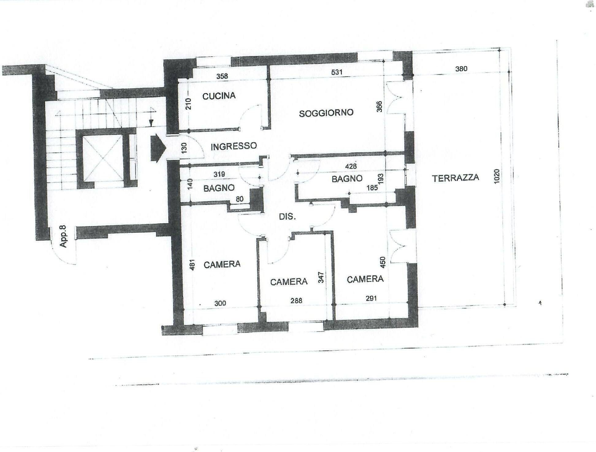 Planimetria quotata_0001 - Appartamento Via Fontana 4, Pianoro - planimetria 1