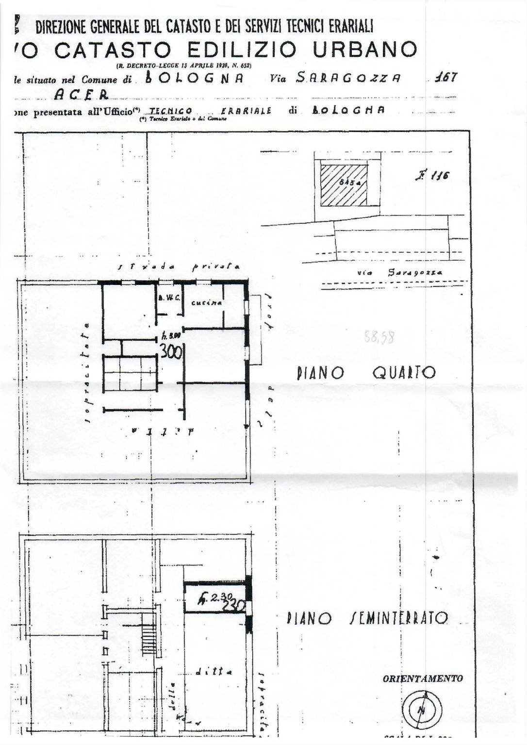 Planimetria - Appartamento Via Saragozza 167, Bologna (zona Saragozza) - planimetria 1