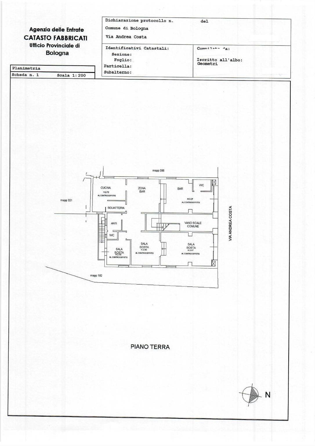 Planimetria1 - Commercial Premises Via Andrea Costa 208, Bologna (neighborhood Saragozza) - floor plans 1