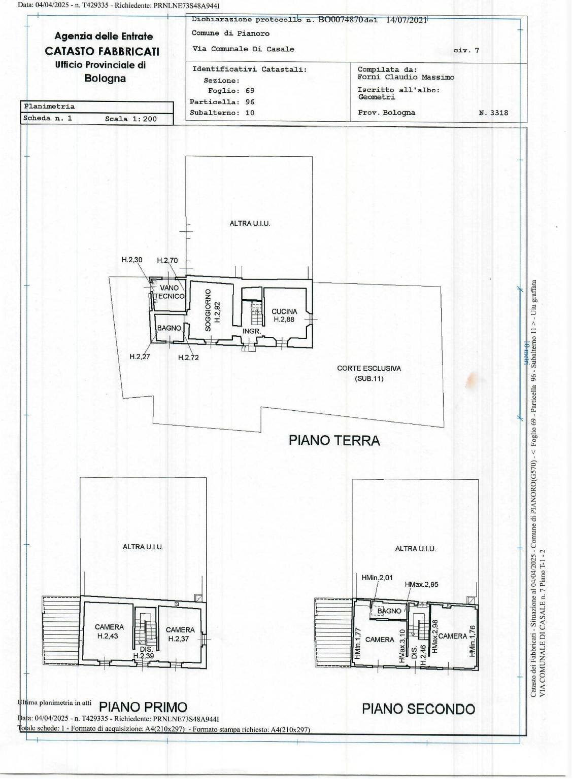 Planimetria - Rustico Via Casale 7, Pianoro - planimetria 1
