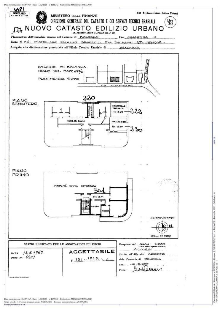 PLN_236341562_1 1 - Trilocale Via Domenico Cimarosa 11, Bologna (zona San Ruffillo) - planimetria 1
