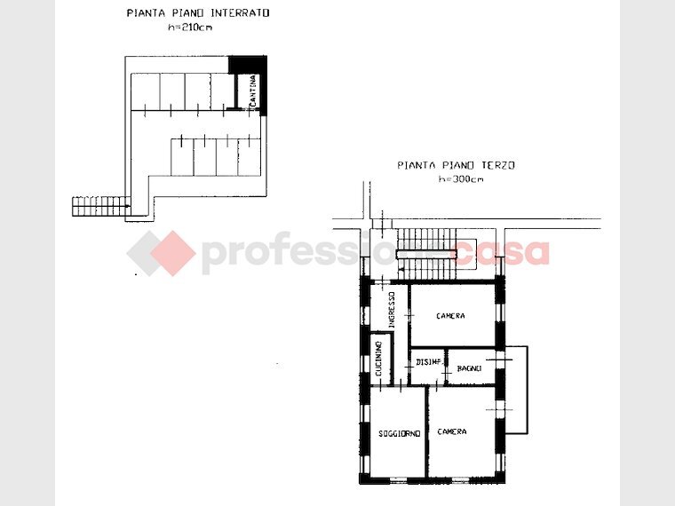 Three-room apartment Via della Carderia, 13, Pinerolo - floor plans 1
