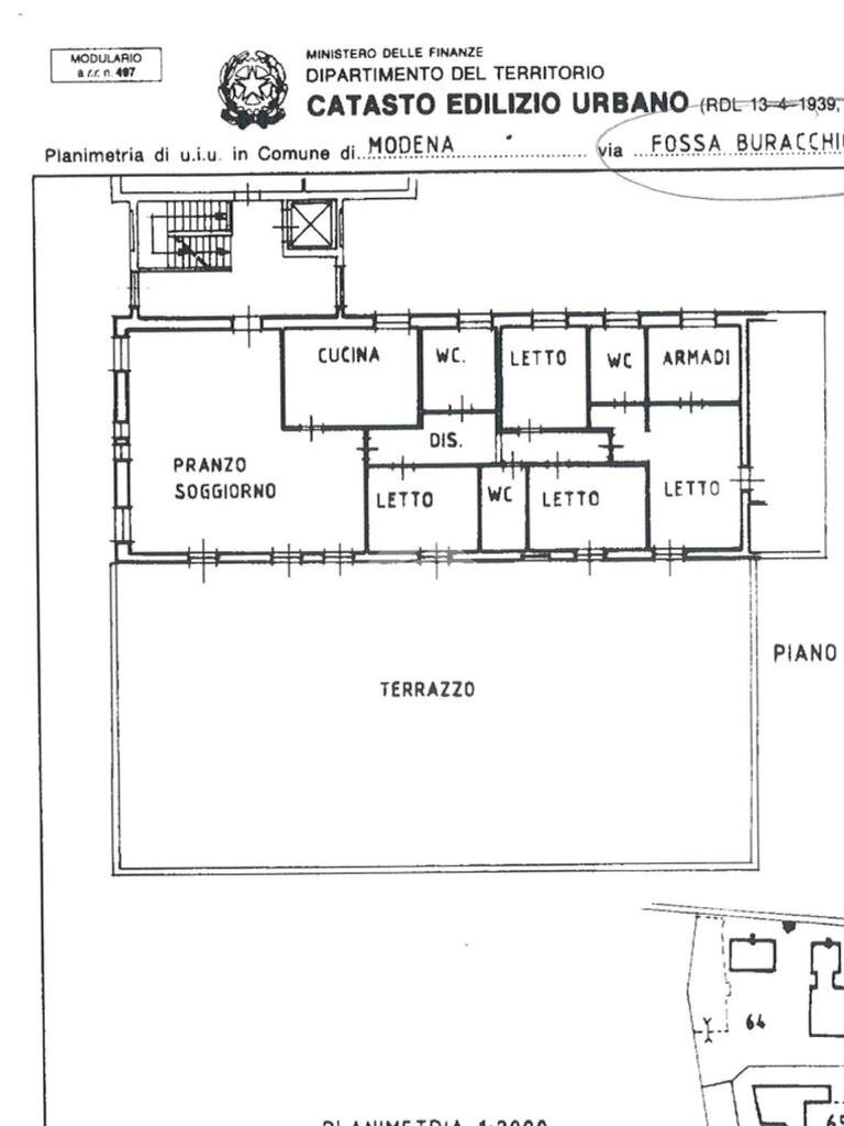 Attico Stradello Fossa Buracchione, Modena (zona Baggiovara) - planimetria 1