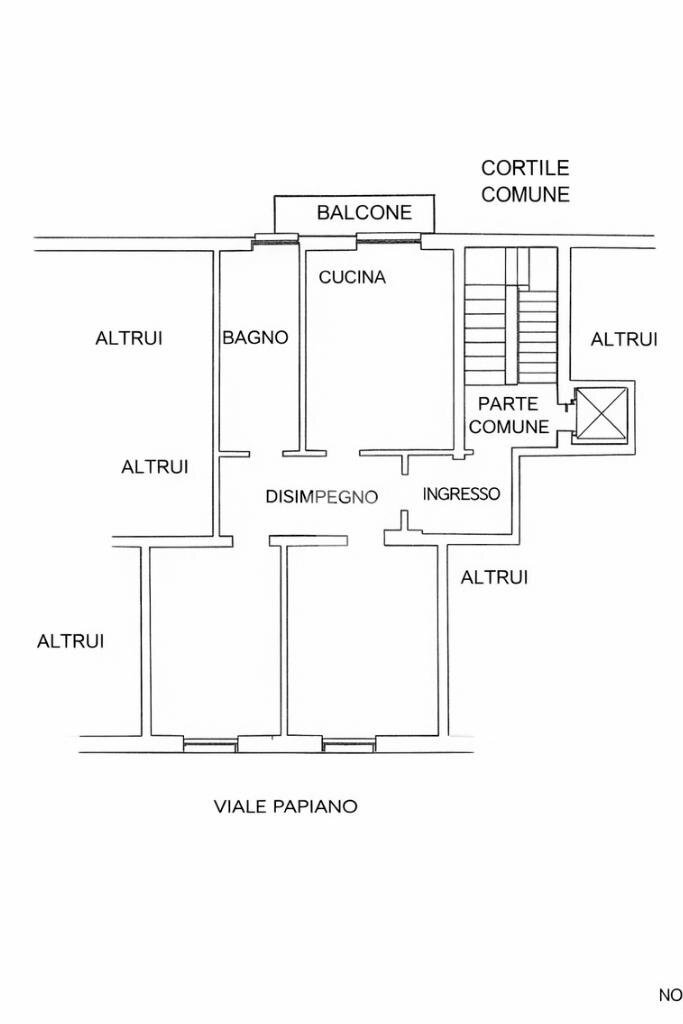 Trilocale Viale Papiniano, Milano (zona San Vittore) - planimetria 1