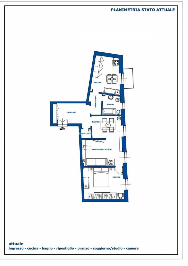 Trilocale via Antonio Cantore, 30, Genova (zona Sampierdarena) - planimetria 1
