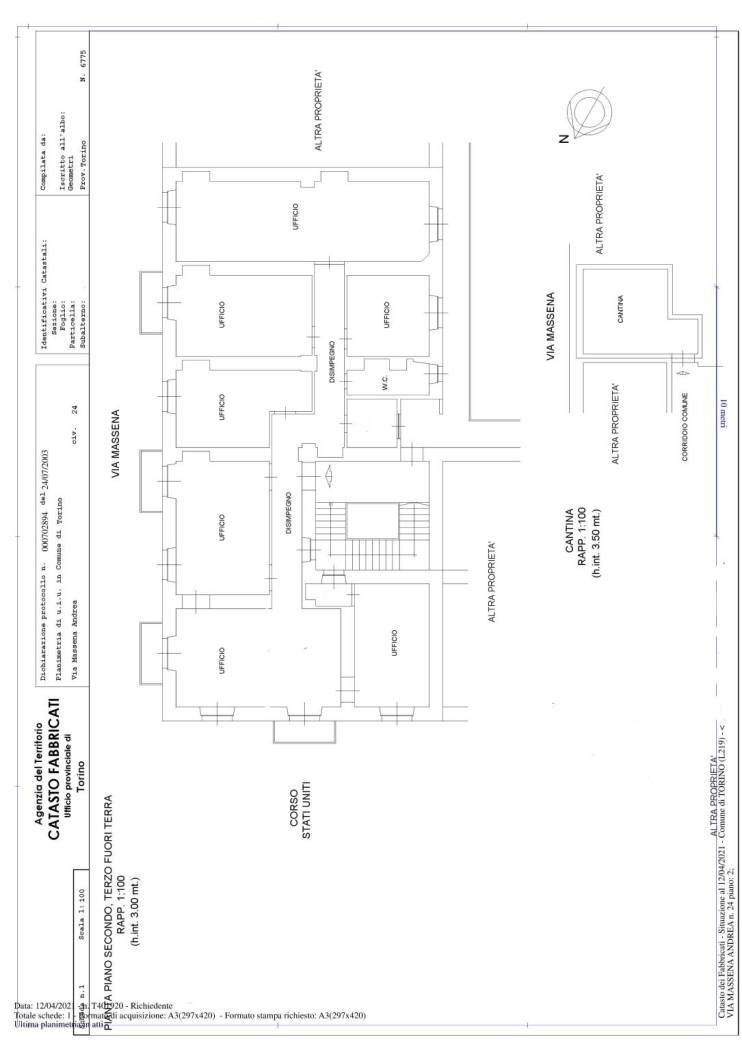 Ufficio via Andrea Massena, 24, Torino (zona Crocetta) - planimetria 1