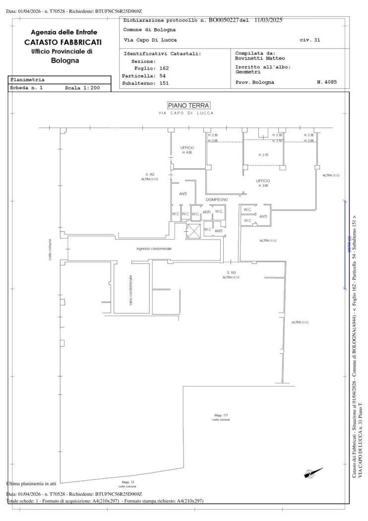 Negozio via Capo di Lucca, 31, Bologna (zona Irnerio) - planimetria 1