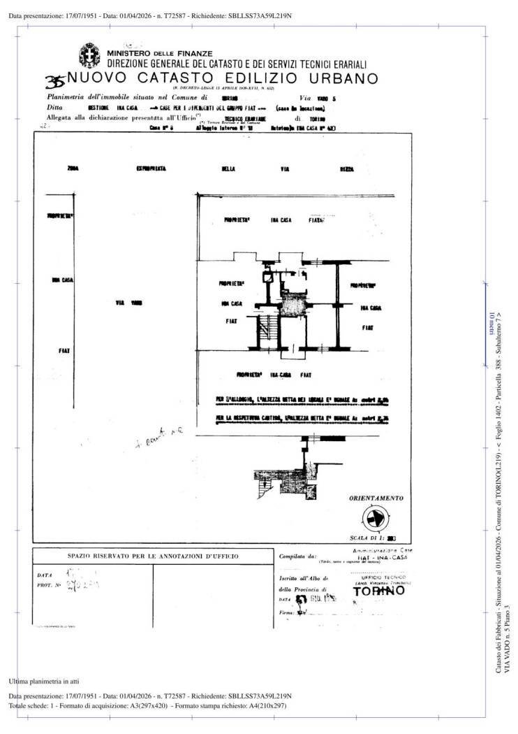 Four-room apartment via Vado, 5, Torino (neighborhood Nizza Millefonti) - floor plans 1