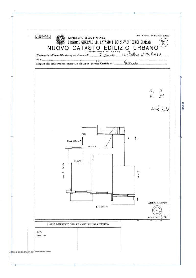 pln - Trilocale via fabio numerio, Roma - planimetria 1