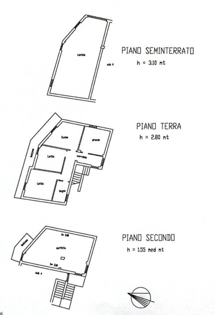Three-room apartment via Corace 1, Gimigliano - floor plans 1