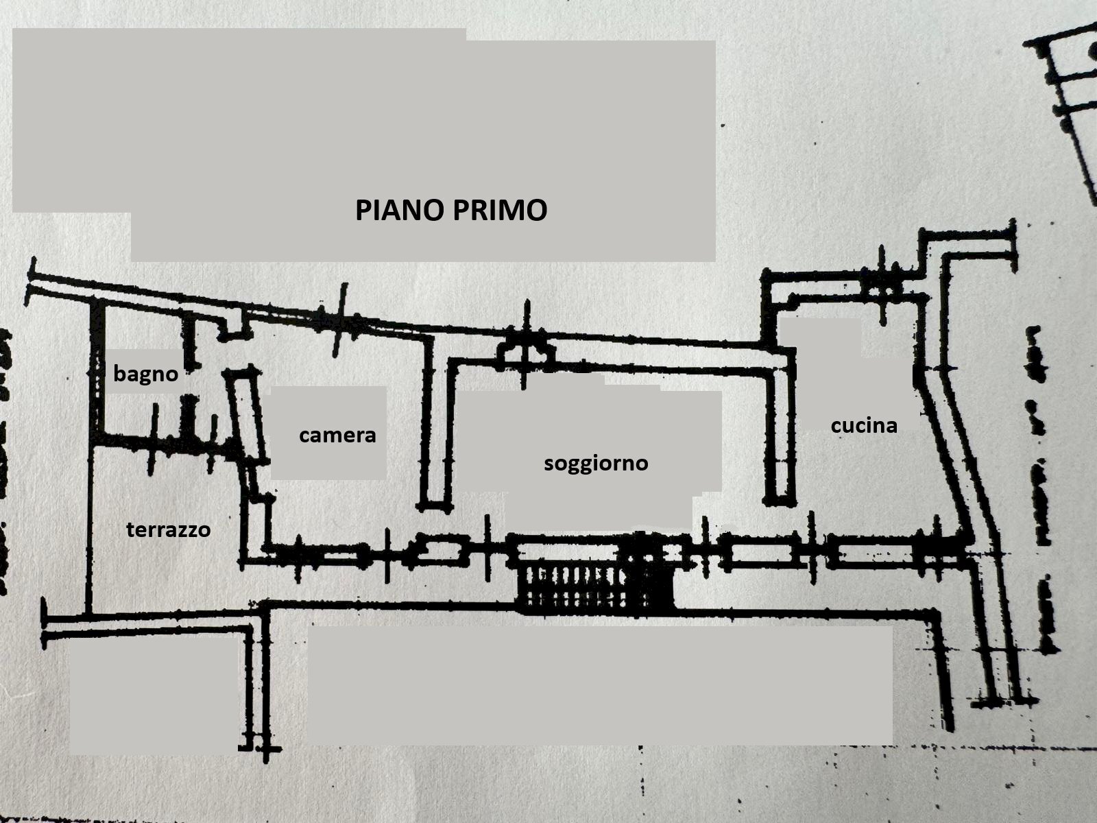 Portion of a house via Ser, 32, Prarostino - floor plans 1