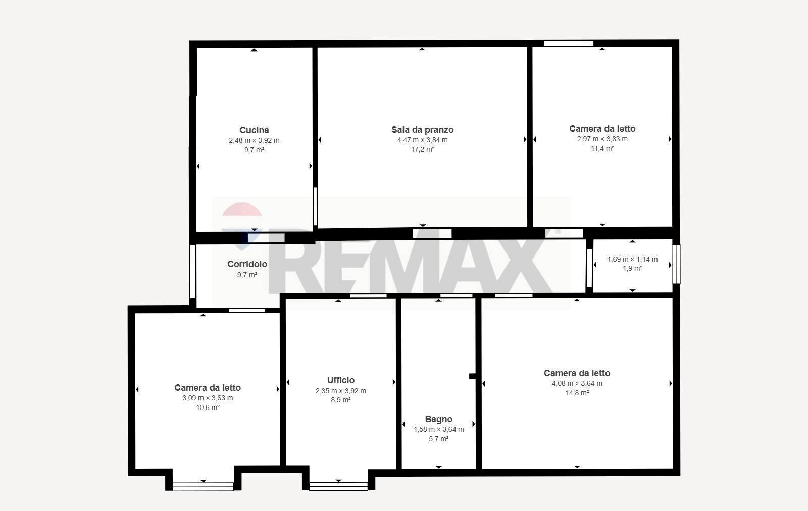 Pianta 2D - Appartamento Piazzetta Nostro Tetto
 
15, Vicenza - planimetria 1