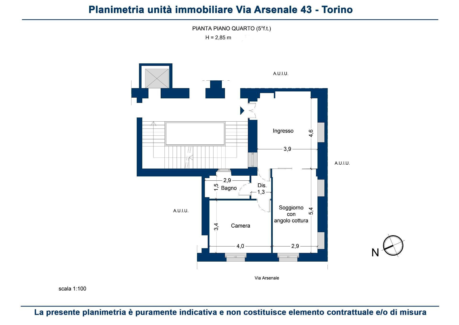 Foto 35 - Trilocale Via Dell' Arsenale
 
43, Torino - planimetria 1