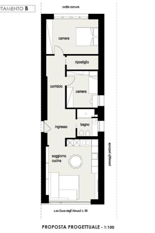Trilocale corso Duca degli Abruzzi, 56, Torino (zona Crocetta) - planimetria 1