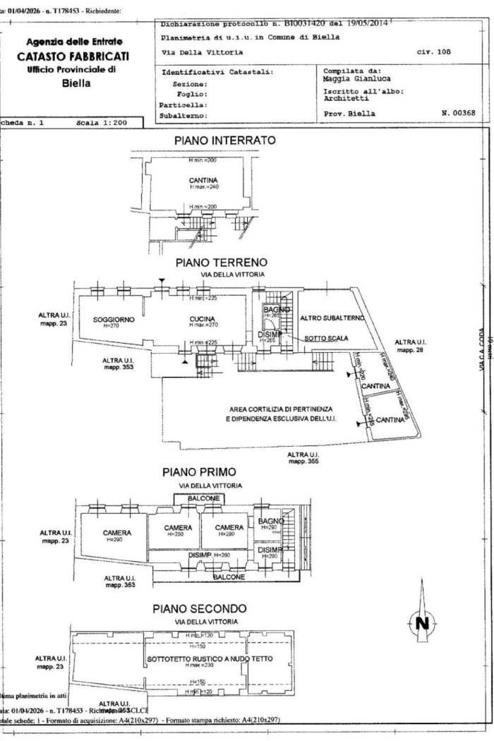 Villa a Schiera via della Vittoria, 108, frazione Chiavazza, Biella - planimetria 1