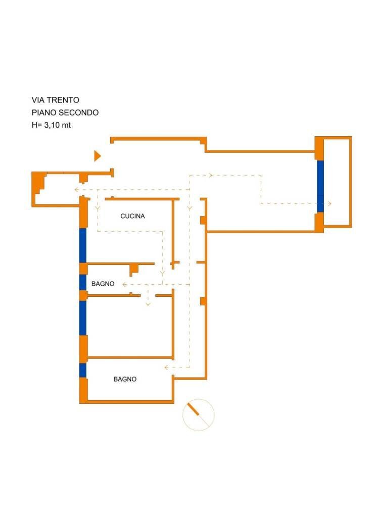 Bilocale via Trento, 8, Genova (zona Albaro) - planimetria 1