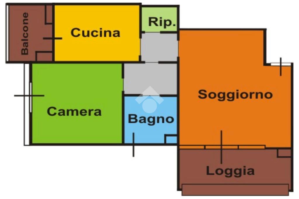 Two-room apartment via dei longobardi, hamlet Milano 3, Basiglio - floor plans 1