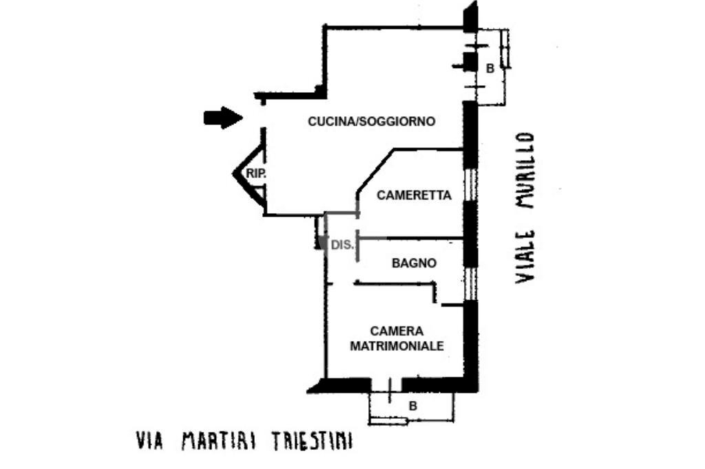 Trilocale Viale Murillo, Milano (zona San Siro) - planimetria 1