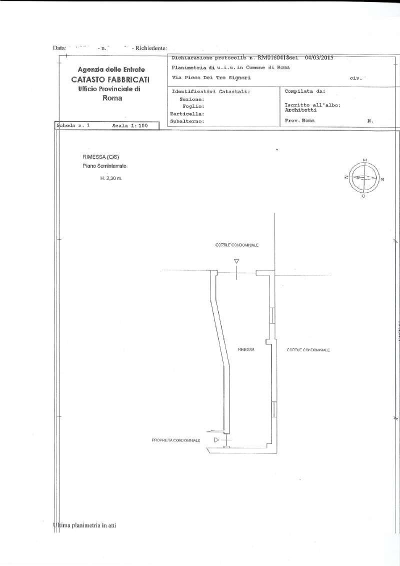 planimetria - Box via Picco dei Tre Signori, Roma - planimetria 1