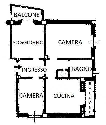 Piantina - Four-room apartment Via G. B. Larco 13, Santa Margherita Ligure - floor plans 1