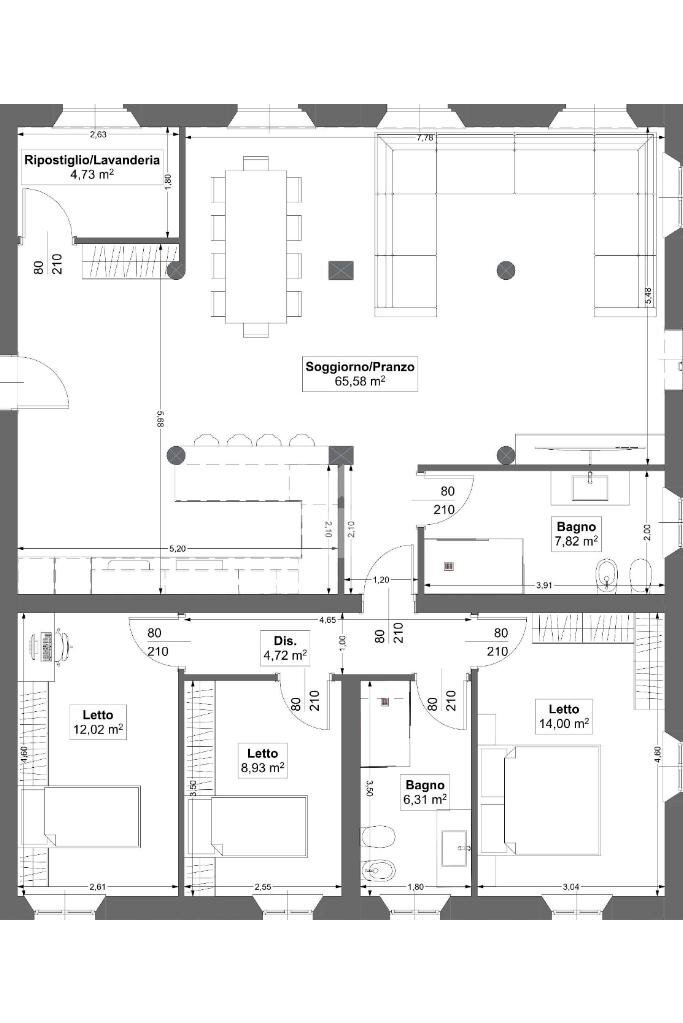 Quadrilocale Via del Fabbro, Correggio - planimetria 1