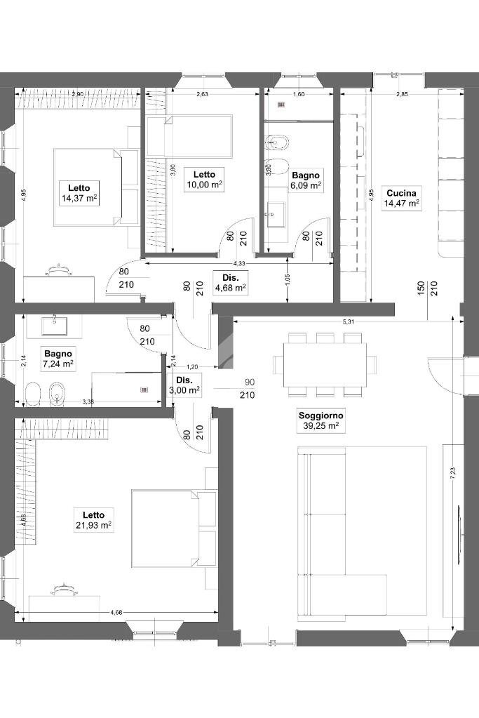 Quadrilocale Via del Fabbro, Correggio - planimetria 1