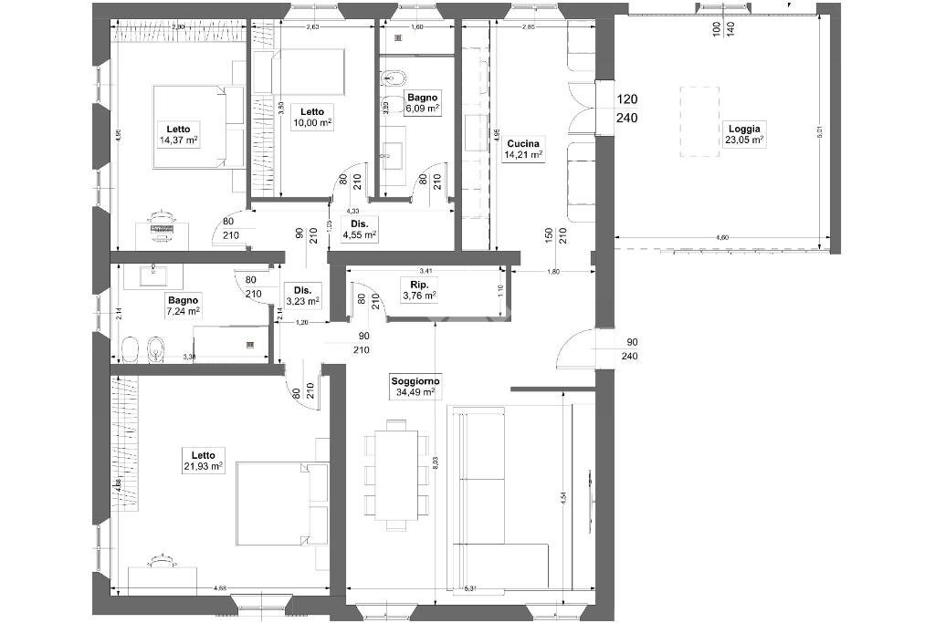 Quadrilocale Via del Fabbro, Correggio - planimetria 1
