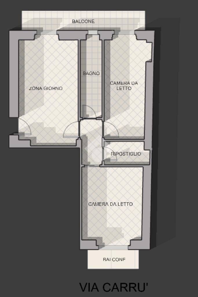 Trilocale Via Carrù, Torino (zona San Paolo) - planimetria 1