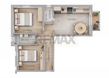 Pianta 3D - Trilocale Via Ippolito Severi
 
17, Ferrara - foto 16