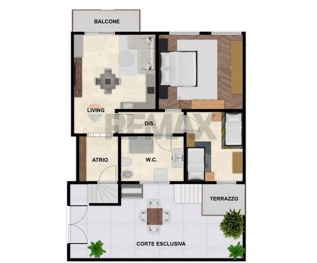 Pianta 2D - Trilocale Costa Volpino - planimetria 1
