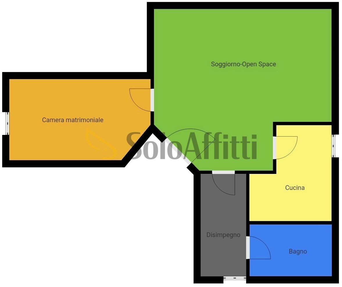 Planimetria a scopo illustrativo - Quadrilocale Via Vigevano 32, Pavia - planimetria 1