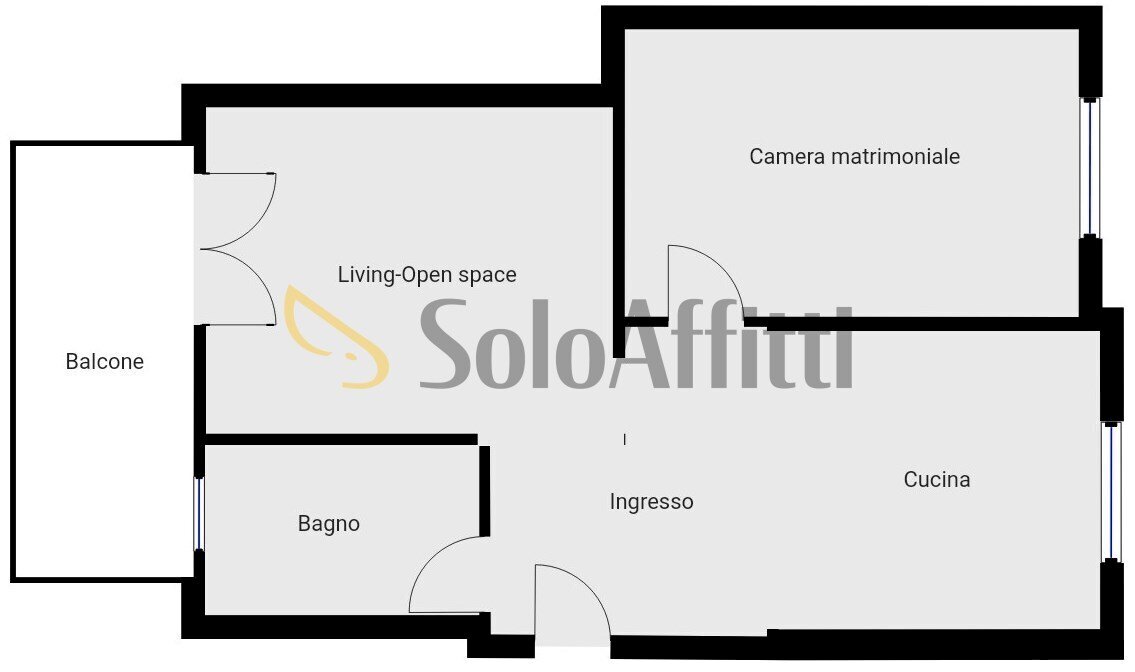 Planimetria a scopo illustrativo - Two-room apartment Via Tasso 64, Pavia - floor plans 1