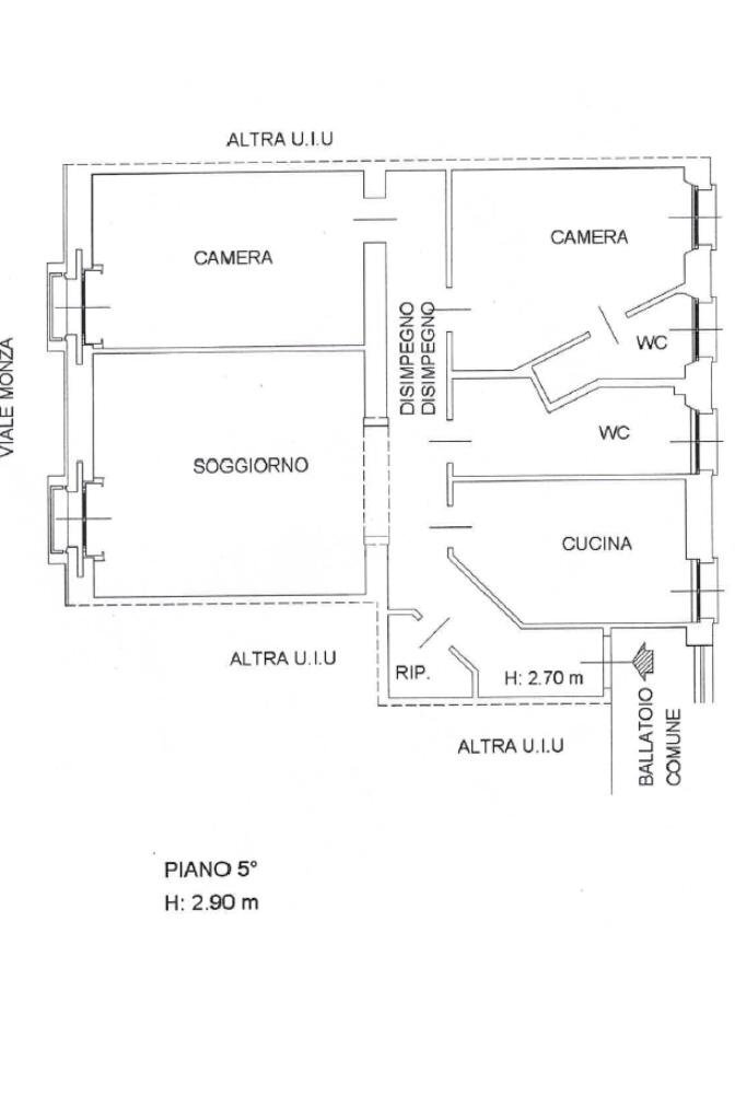 Trilocale Viale Monza, Milano - planimetria 1
