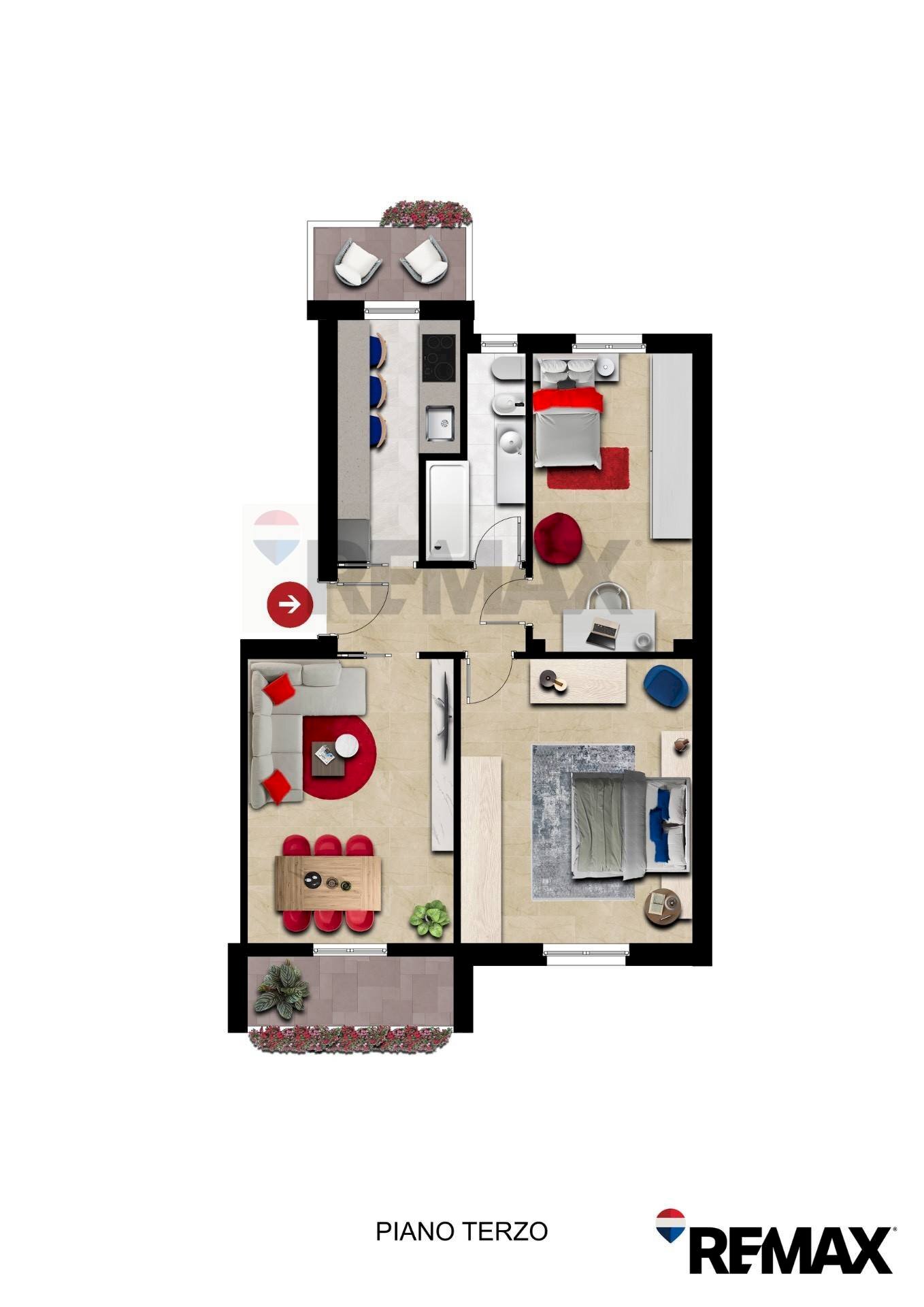Pianta 2D - Three-room apartment via Alessandria
 
1, Rho - floor plans 1