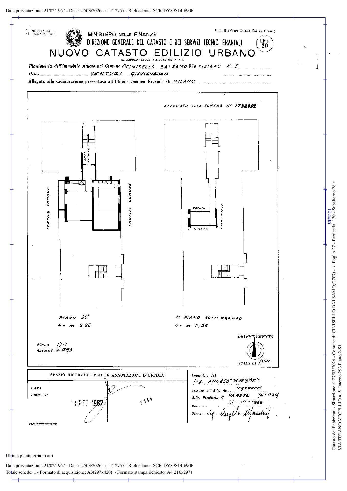 Foto 33 - Trilocale Via Tiziano Vecellio
 
5, Cinisello Balsamo - planimetria 1