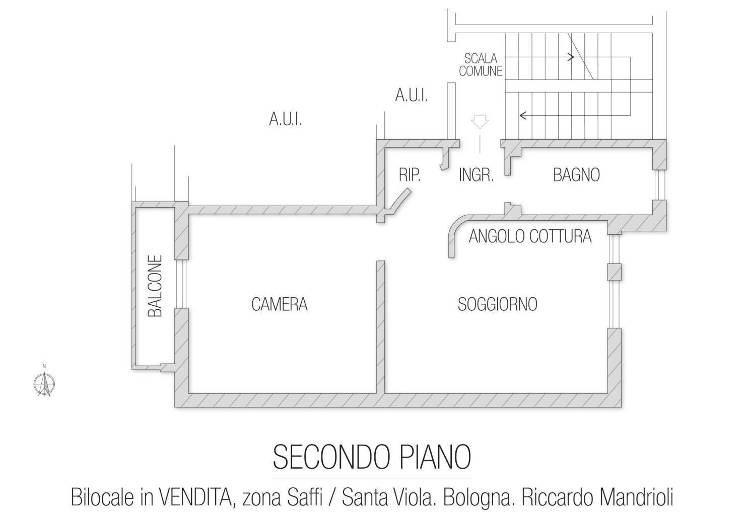 Bilocale via Bruno Monterumici, Bologna (zona Saffi) - planimetria 1