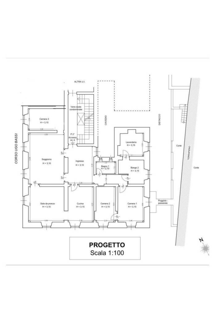 Appartamento via Pietro Paleocapa, Genova (zona Castelletto) - planimetria 1