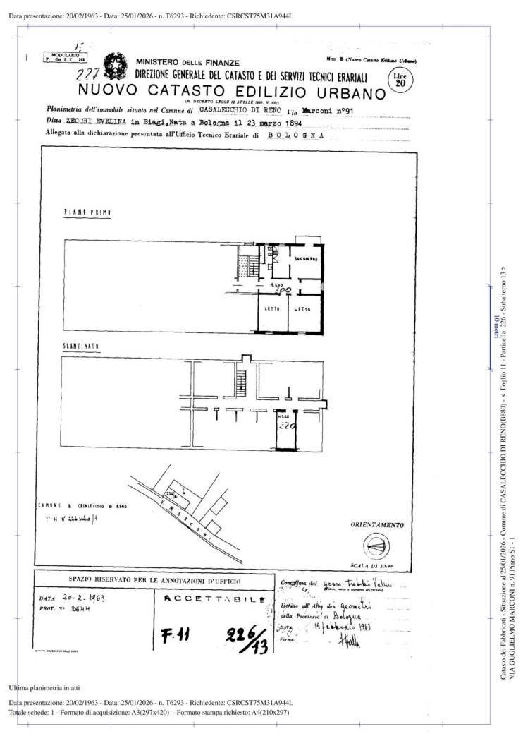 Four-room apartment via Guglielmo Marconi, 91, Casalecchio di Reno - floor plans 1
