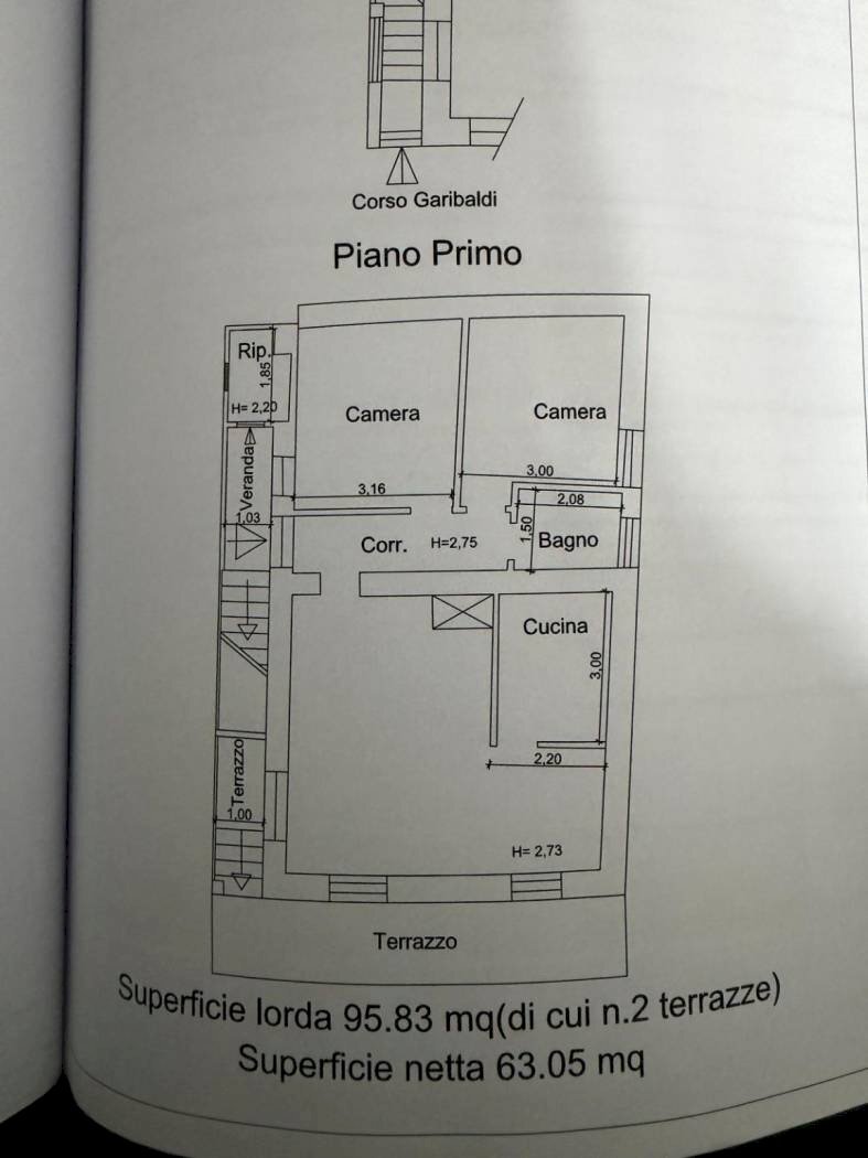 Trilocale corso Giuseppe Garibaldi, 22, Maratea - planimetria 1