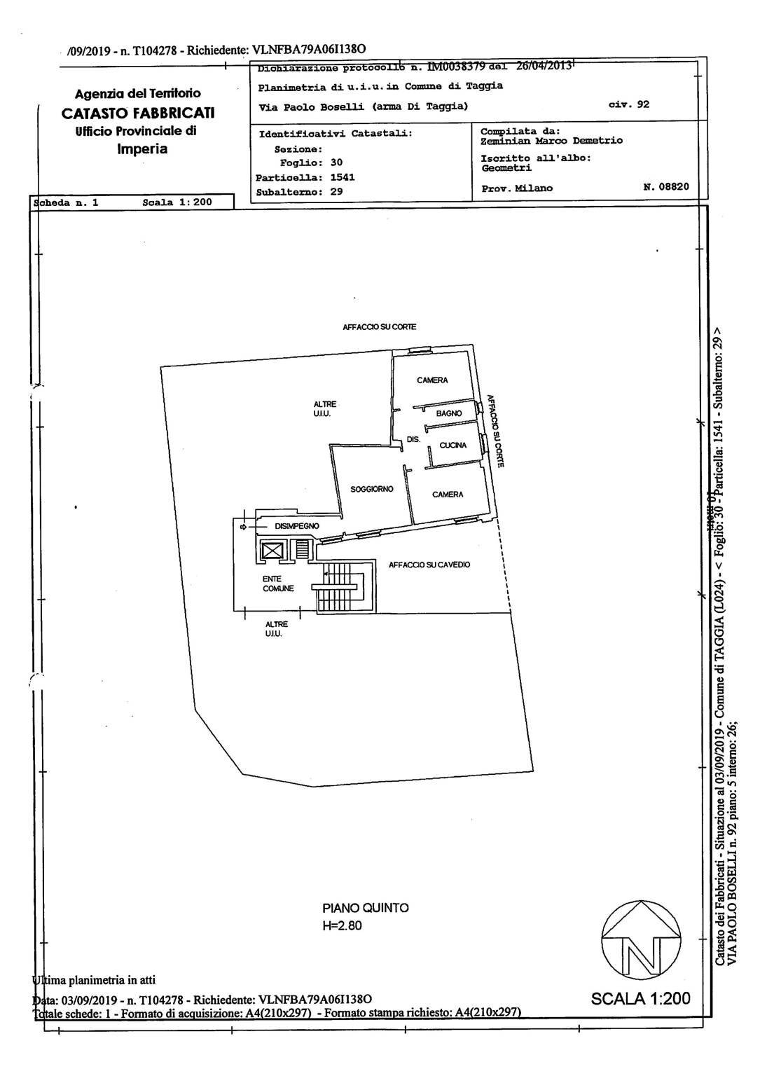 Attico via Paolo Boselli, 86, Taggia - planimetria 1