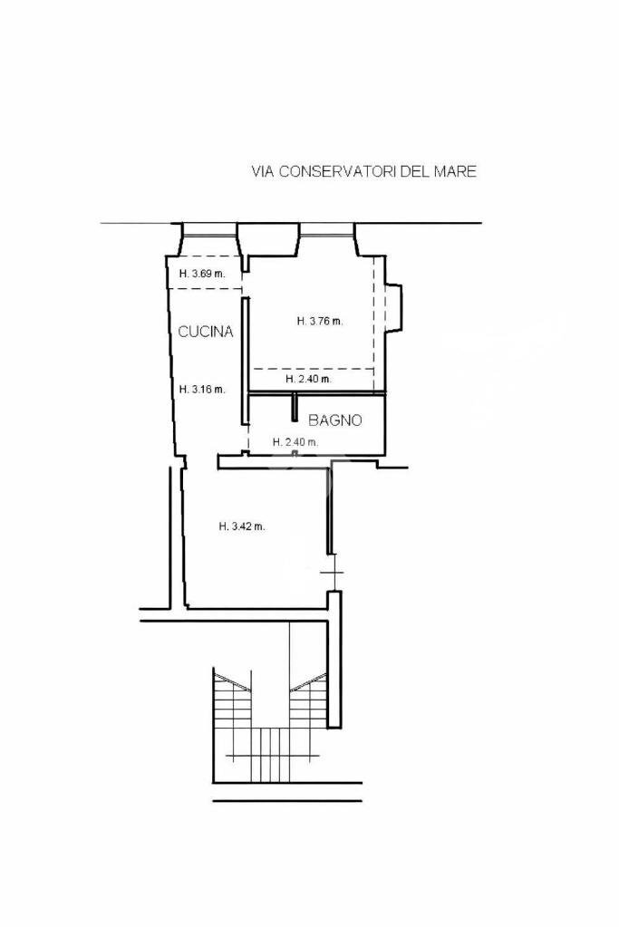 Trilocale Via dei Conservatori del Mare, Genova (zona Centro Storico) - planimetria 1