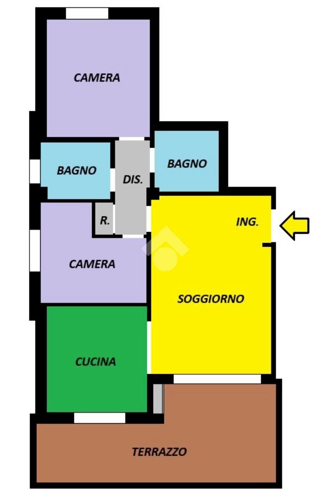Trilocale Appartamento Via Goffredo Mameli, Cassano d'Adda - planimetria 1