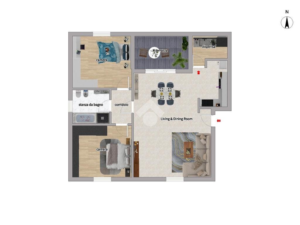 Three-room apartment Via Urbani, Vernate - floor plans 1