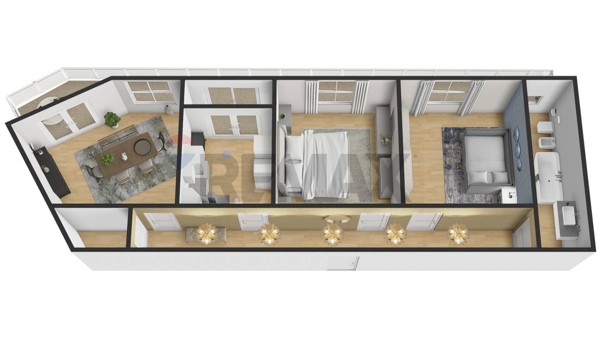 Pianta 3D - Four-room apartment Via Rusca
 
37, Savona - floor plans 1