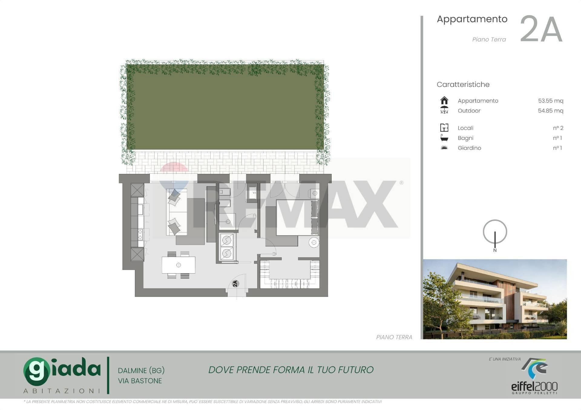 Pianta 2D - Bilocale VIA BASTONE, Dalmine - planimetria 1