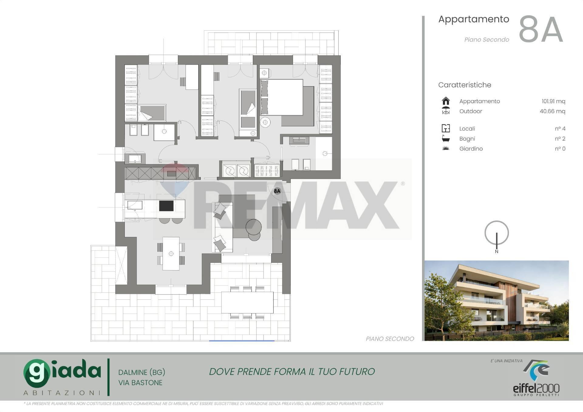 Pianta 2D - Quadrilocale VIA BASTONE, Dalmine - planimetria 1