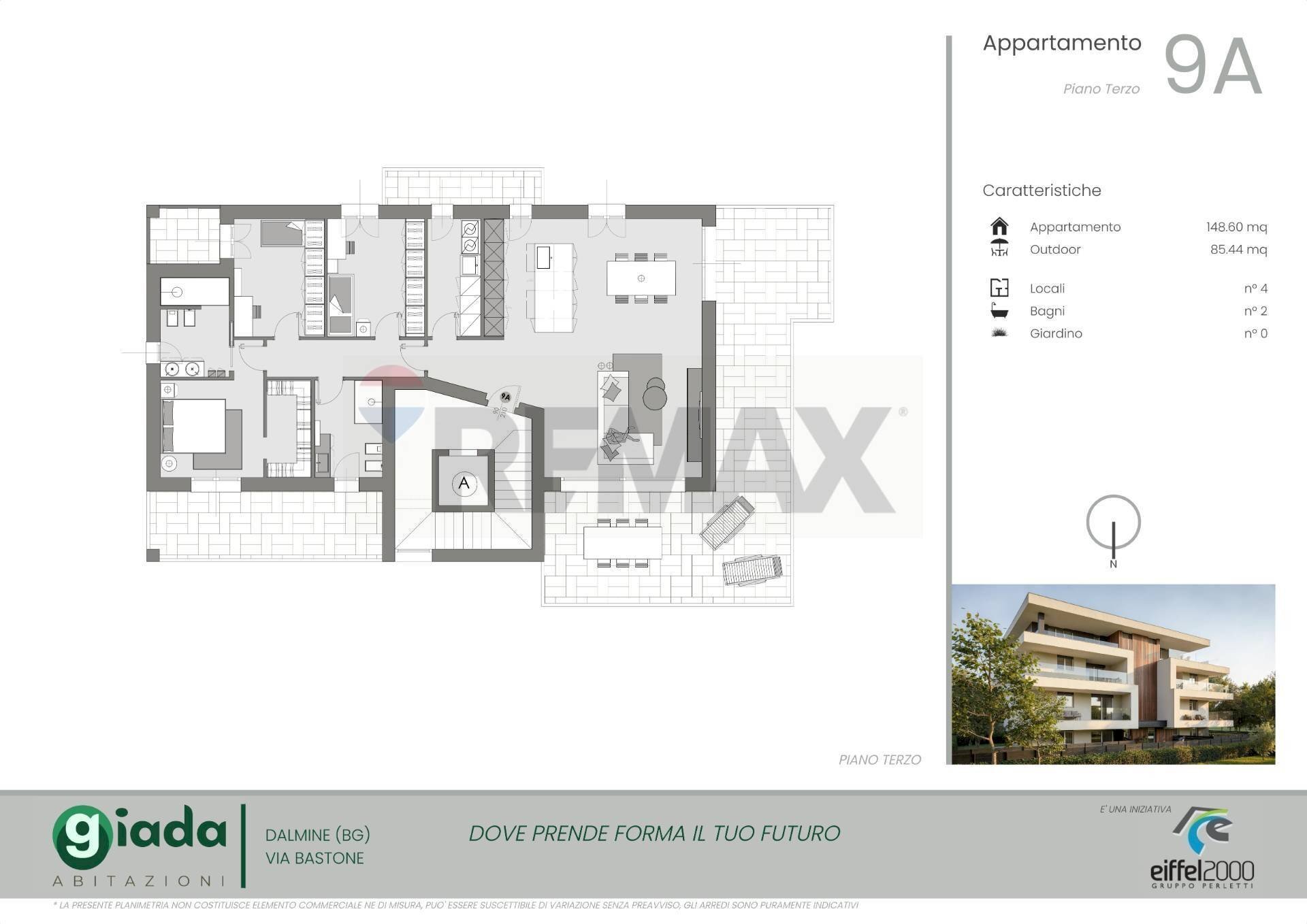 Pianta 2D - Attico VIA BASTONE, Dalmine - planimetria 1